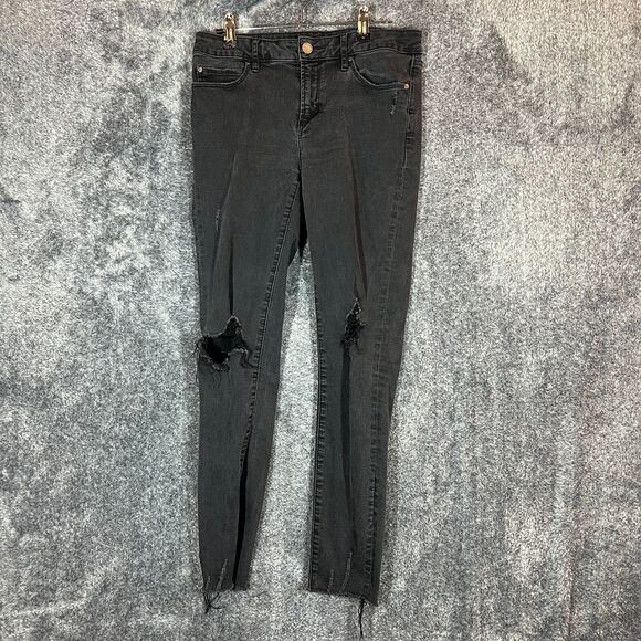 Articles Of Society Jeans Womens 29 Sarah Skinny Cut Off Lowrise Black Denim - Picture 1 of 11